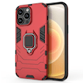 Miniatyrbillede 1 af 2: iPhone 14 Pro Max 6,7 tommer Drop Resistant Soft Flexible og Hard Bumpresistent Hybrid Case stødsikkert Phone Cover med Ring Kickstand - Rød Red
