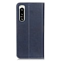 Pikkukuva 3 / 3: Lompakko-style Aitoa Nahkaa Läppäkotelo For Sony Xperia 5 Iv - Sininen Blue