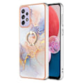 Pikkukuva 1 / 2: Marble Patterned Suojakuori With Ring Holder For Samsung Galaxy A13 4G - Milky Way Marble White White