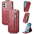 Pikkukuva 2 / 2: Vertical Flip Phone Suojakotelo With Zipper For Motorola Moto G53 - Punainen Red