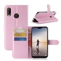 Miniatyrbillede 1 af 2: Huawei P20 Lite litchi tekstur PU læder flip etui - Pink Pink