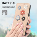 Miniatyrbillede 4 af 6: Blødt Samsung Galaxy S21 Ultra 5G læderetui med blomsterdekoration - Khaki Brown
