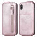 Vertical Flip Phone Etui med Zipper til iPhone Xs Max - Rose Gull Pink