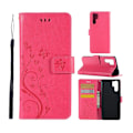 Miniatyrbillede 1 af 2: Huawei P30 Pro sommerfugle- og blomstertryk læder flip etui - Rød Red