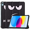 Miniatyrbillede 1 af 2: Tri-fold stander etui iPad 10.9 (2022) Pattern Printing Anti-fall Anti-wear Folio Flip Vegansk Læder Tablet Cover - Rør Mig Ikke Black