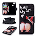 Pikkukuva 1 / 2: Huawei P Smart PU Nahkainen Kuvallinen Lompakko Suoja Kotelo - Kiss My Ass Multicolor