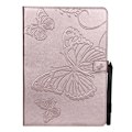 Miniatyrbillede 1 af 2: iPad Pro 10.5 beskyttelsesetui i kunstlæder med indgraveret blomster og sommerfugle mønster - Rosa Guld Multicolor