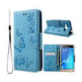 Miniatyrbillede 1 af 2: Moberg Samsung Galaxy J3 (2016) læder-etui med kortholder og stander - Blå Blue