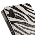 Miniatyrbillede 2 af 2: Moberg Sony Xperia M4 Aqua Læder Etui med Kortholder - Zebra Striber Multicolor