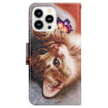 Miniatyrbillede 2 af 2: Wonderland iPhone 14 Pro flip etui - Sommerfugl / Kat Brown