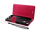 Miniatyrbillede 2 af 2: Huawei Honor 9 Lite stemplet sommerfugl blomster PU læder flip etui - Rose Pink