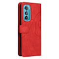 Miniatyrbillede 2 af 2: Tekstureret Motorola Edge 30 Ultra læderetui med rem - Rød Red