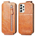 Pikkukuva 1 / 2: Vertical Flip Phone Suojakotelo With Zipper For Samsung Galaxy A73 - Ruskea Brown