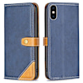 Miniatyrbillede 1 af 2: BINFEN to-farvet iPhone Xs Max læderetui - Blå Blue