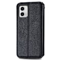Miniatyrbillede 2 af 2: Læder Etui med A Stilfuldt Rhombus Tryk til Motorola Moto G73 - Sort Black