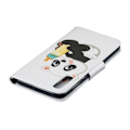 Miniatyrbillede 2 af 2: Samsung Galaxy A70 mønstret lædercover - panda holder en flaske Multicolor
