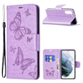 Miniatyrbild 1 av 2: Butterfly läder Samsung Galaxy S21 FE fodral - Lila Lila