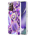 Pikkukuva 1 / 2: Marble Patterned Suojakuori With Ring Holder For Samsung Galaxy Note 20 Ultra 5G - Tumma Violetti Purple