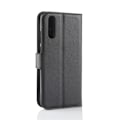 Miniatyrbillede 2 af 2: Huawei P20 litchi tekstur PU læder flip etui - Sort Black