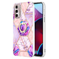 Pikkukuva 1 / 2: Marble Patterned Suojakuori With Ring Holder For Motorola Moto G Stylus (2022) - Vaaleanvioletti Purple