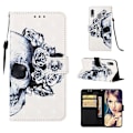 Miniatyrbillede 1 af 2: Samsung Galaxy A40 mønstret lædercover - kranie og rose Multicolor