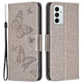 Miniatyrbild 1 av 2: Butterfly läder Samsung Galaxy M23 fodral - Silver/Grå Silvergrå