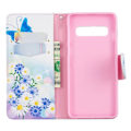 Miniatyrbillede 2 af 2: Samsung Galaxy S10 trykt mønster læder flip etui - Blå Sommerfugle Blue
