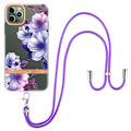 Miniatyrbillede 1 af 2: YB IMD Series IML Flexible Phone Case iPhone 11 Pro Max 6.5 inch, Drop Resistant Electroplated Flower Patterns Phone Protective Cover - Lilla Begonia Purple