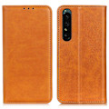 Miniatyrbillede 1 af 2: Sony Xperia 1 IV flip etui i ægte læder med pung – Brun Brown