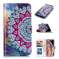 Miniatyrbillede 1 af 2: iPhone Xs Max flip cover i læder med præget mønster - Blomst Multicolor