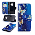 Miniatyrbillede 1 af 2: Samsung Galaxy S9 Printet Mønster PU læder flip etui - Guld og blå Sommerfugl Multicolor