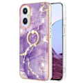 Pikkukuva 1 / 2: Marble Patterned Suojakuori With Ring Holder For OnePlus Nord N20 5G - Violetti Marble Haze Purple