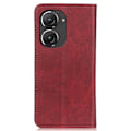 Pikkukuva 2 / 2: Lompakko-style Aitoa Nahkaa Läppäkotelo For ASUS Zenfone 9 - Punainen Red