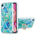 Pikkukuva 1 / 2: Marble Patterned Suojakuori With Ring Holder For iPhone Xr - Vihreä Green