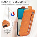 Miniatyrbillede 5 af 6: Vertical Flip Phone Etui med Zipper til Samsung Galaxy A72 5G - Brun Brown