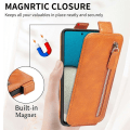Pikkukuva 5 / 6: Vertical Flip Phone Suojakotelo With Zipper For Samsung Galaxy A72 5G - Ruskea Brown