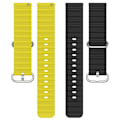Miniatyrbillede 2 af 5: 22 mm universal tofarvet silikone-urrem - Sort / Gul Yellow