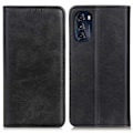 Miniatyrbillede 1 af 2: Motorola Moto G (2022) flip etui i ægte læder med pung – Sort Black