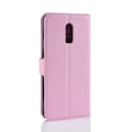 Miniatyrbild 2 av 2: OnePlus 6T flipfodral i litchi-läder - Rosa Rosa