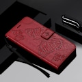 Pikkukuva 2 / 2: Huawei P Smart 2019 painettu Perhonen nahkainen flip suojakotelo - Punainen Red