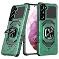 Miniatyrbillede 1 af 2: Slidstærkt cover i hård plast med blød inderside og kickstand til Samsung Galaxy S23 - Midnatsgrøn Green