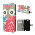 Miniatyrbillede 1 af 2: Moberg Huawei Ascend G7 Læder Flip Etui - Sød Ugle Multicolor