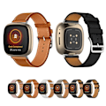 Miniatyrbild 2 av 2: Fitbit Sense 2 / Versa 4 klockarmband i äkta läder med sömmar - Svart Svart