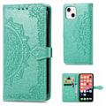 Miniatyrbillede 1 af 2: Mandala iPhone 13 læderetui - Grøn Green