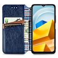 Pikkukuva 6 / 6: Nahkakotelo With A Stylish Rhombus Imprint For Xiaomi Poco M5 - Sininen Blue
