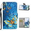 Miniatyrbillede 1 af 2: wonderland Samsung Galaxy S21 flip etui - sommerfugle Blue