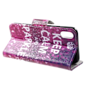 Miniatyrbillede 2 af 2: iPhone Xr læder flip cover med mønsterprint - Citat Keep Calm And Sparkle Multicolor