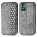 Pikkukuva 1 / 2: Nahkakotelo With A Stylish Rhombus Imprint For Nokia G21 / G11 - Harmaa Silver grey