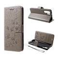 Miniatyrbillede 1 af 2: Huawei P30 Pro trykt sommerfugl blomster læder flip etui - Grå Silver grey