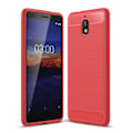 Pikkukuva 1 / 2: Nokia 3.1 Hiilikuitu Harjattu TPU Takasuoja Kuori - Punainen Red